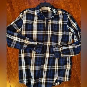 Chaps Flannel Dress shirt Blue Mens Medium